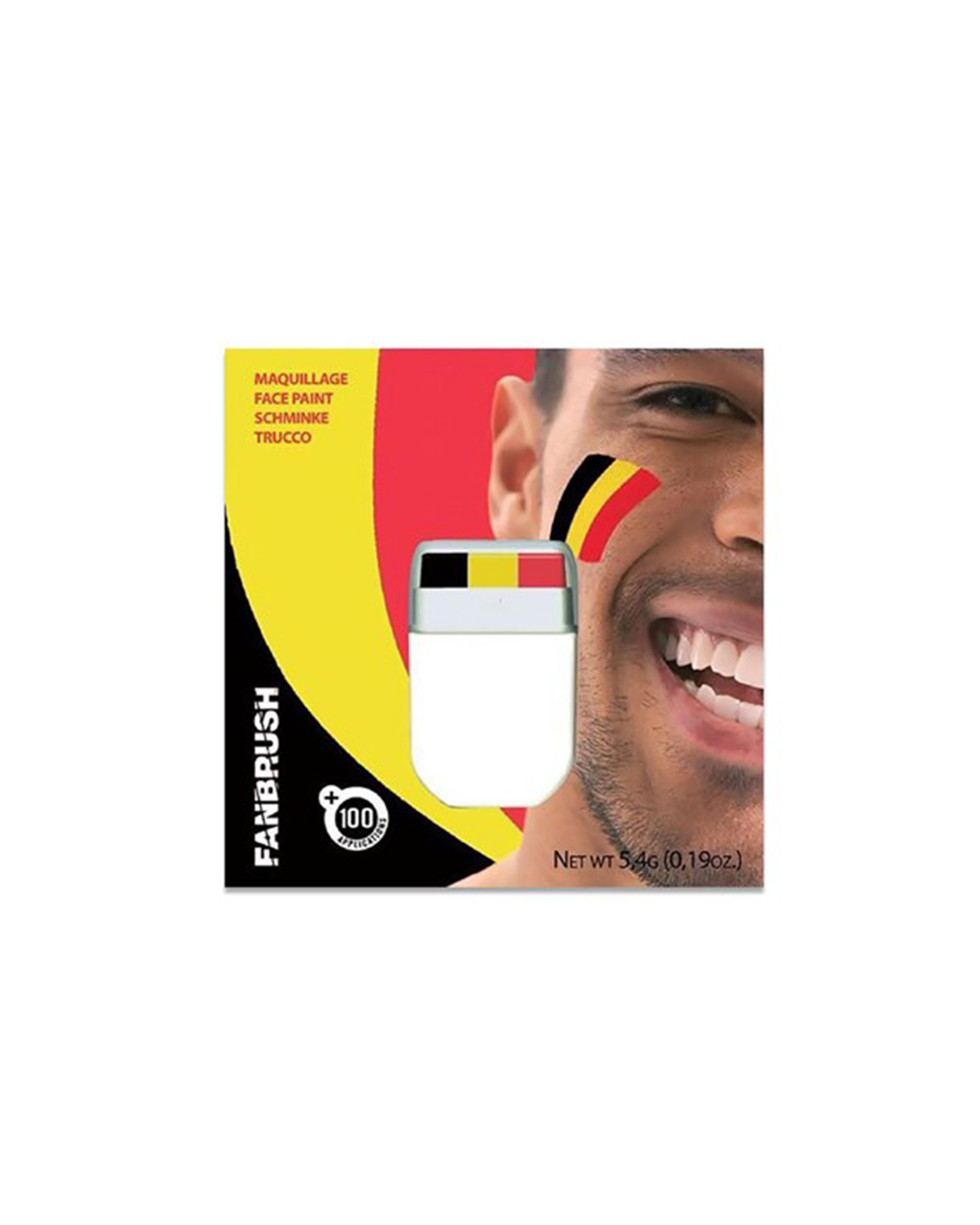 Fanbrush Schminkstick Belgische vlag België bij Ateljee G Kindergrime Glittertattoos Workshop Webshop van Dendermonde