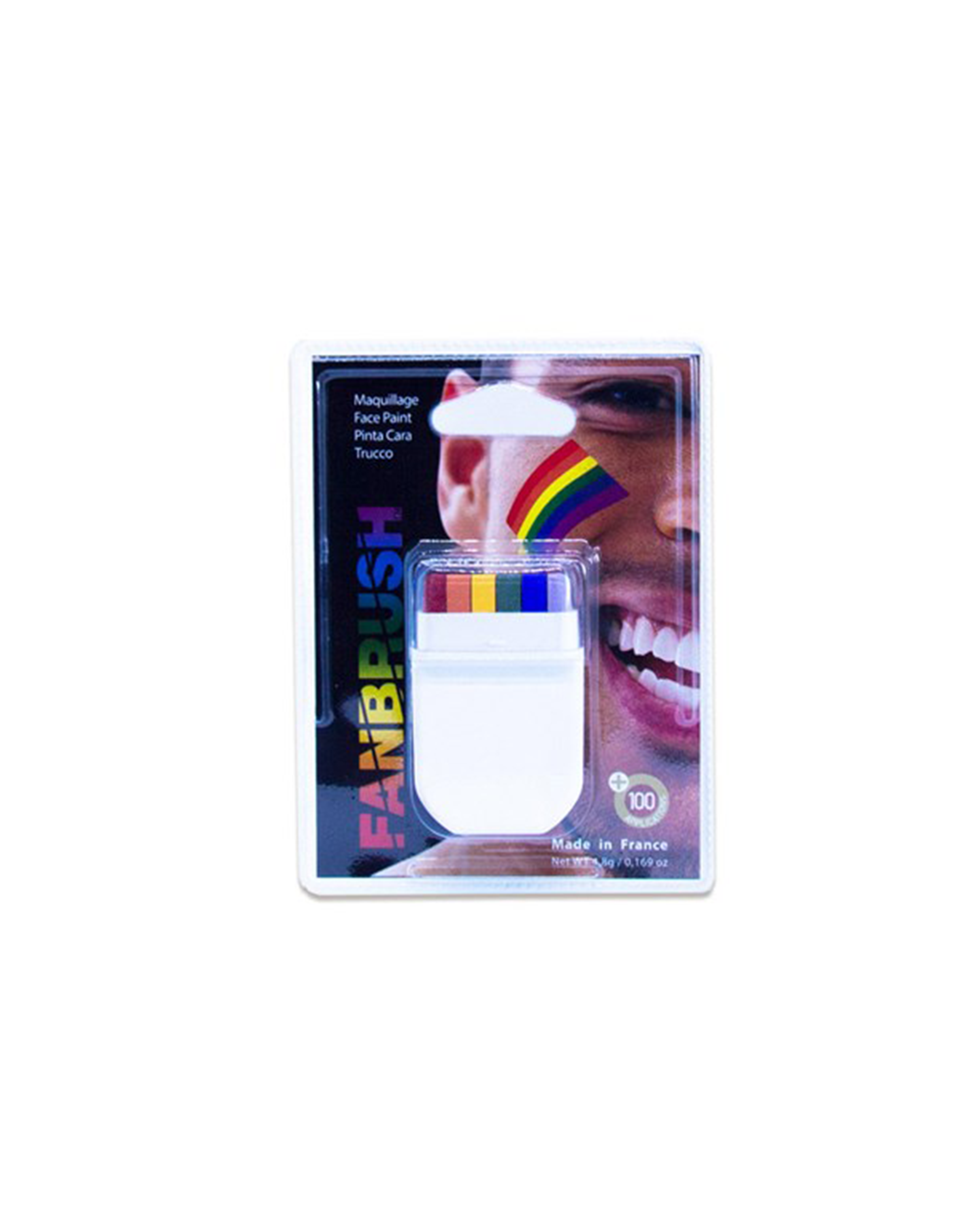 Fanbrush schminkstick regenboog bij Ateljee G Kindergrime Glittertattoos Workshop Webshop van Dendermonde