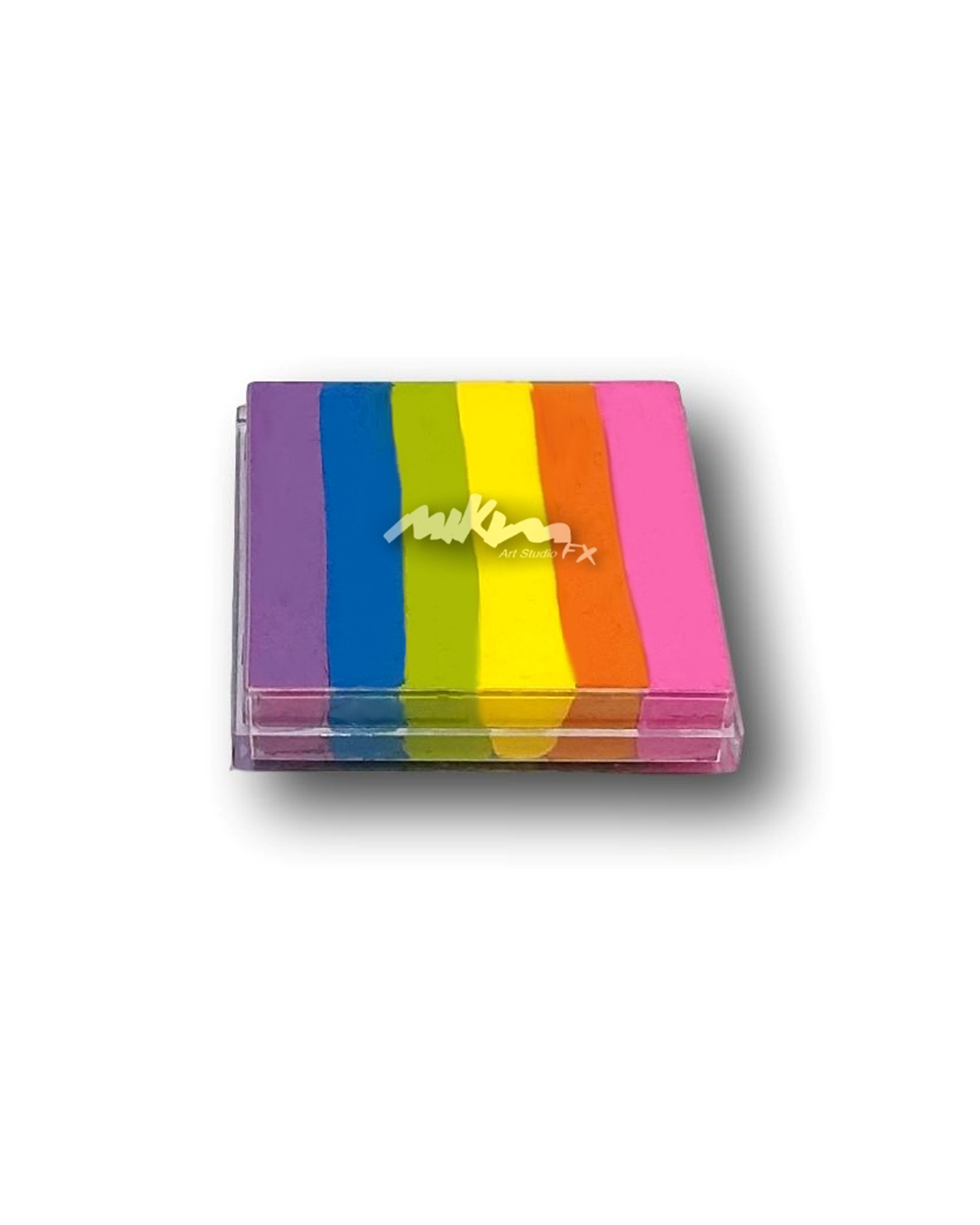 Splitstroke splitcake onestroke AQ Schmink regenboog MiKimFX BV uit Wielsbeke Ateljee G Kindergrime Glittertattoos Workshop Webshop uit Dendermonde