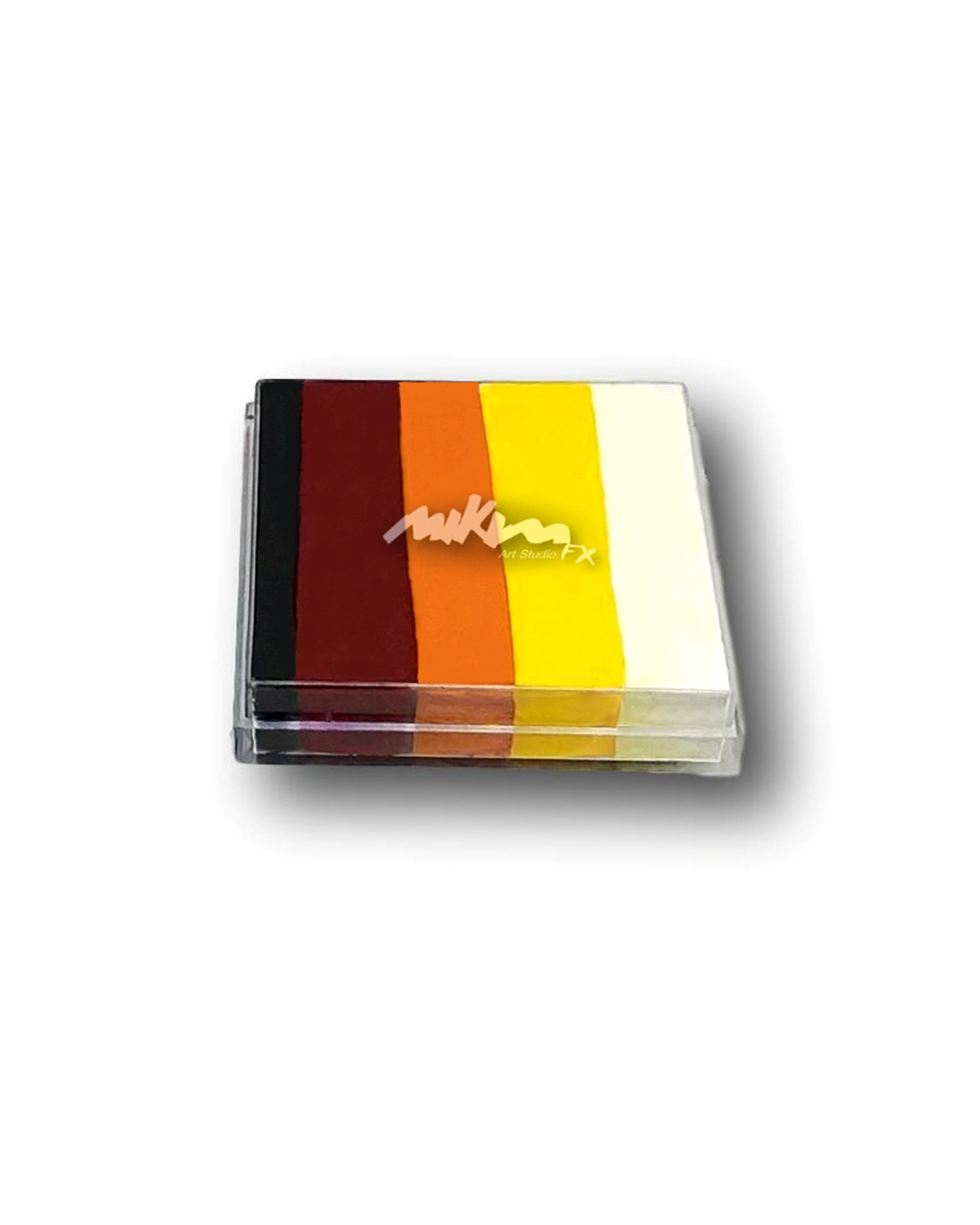 Splitstroke splitcake onestroke AQ Schmink regenboog MiKimFX BV uit Wielsbeke Ateljee G Kindergrime Glittertattoos Workshop Webshop uit Dendermonde