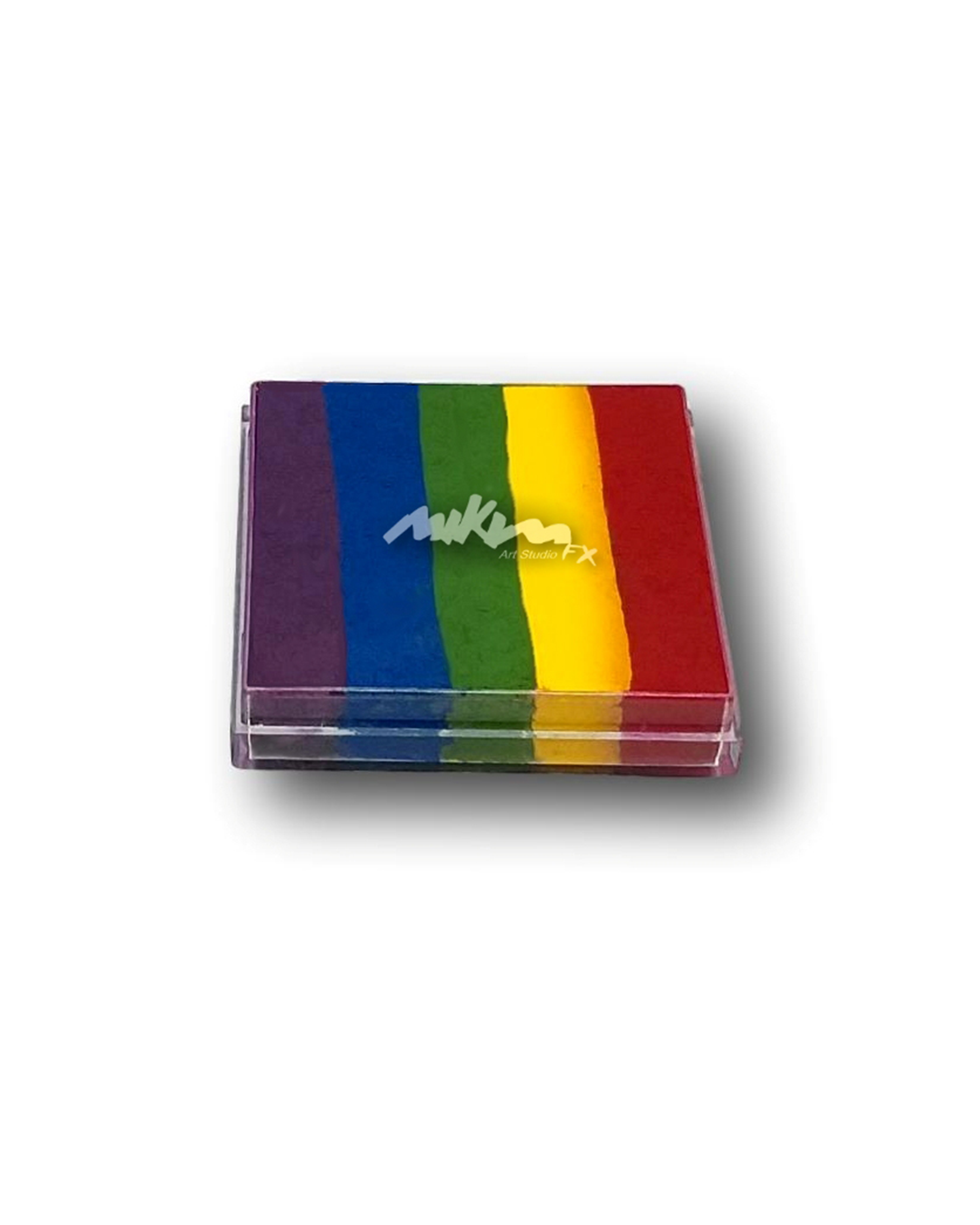 Splitstroke splitcake onestroke AQ Schmink regenboog MiKimFX BV uit Wielsbeke Ateljee G Kindergrime Glittertattoos Workshop Webshop uit Dendermonde
