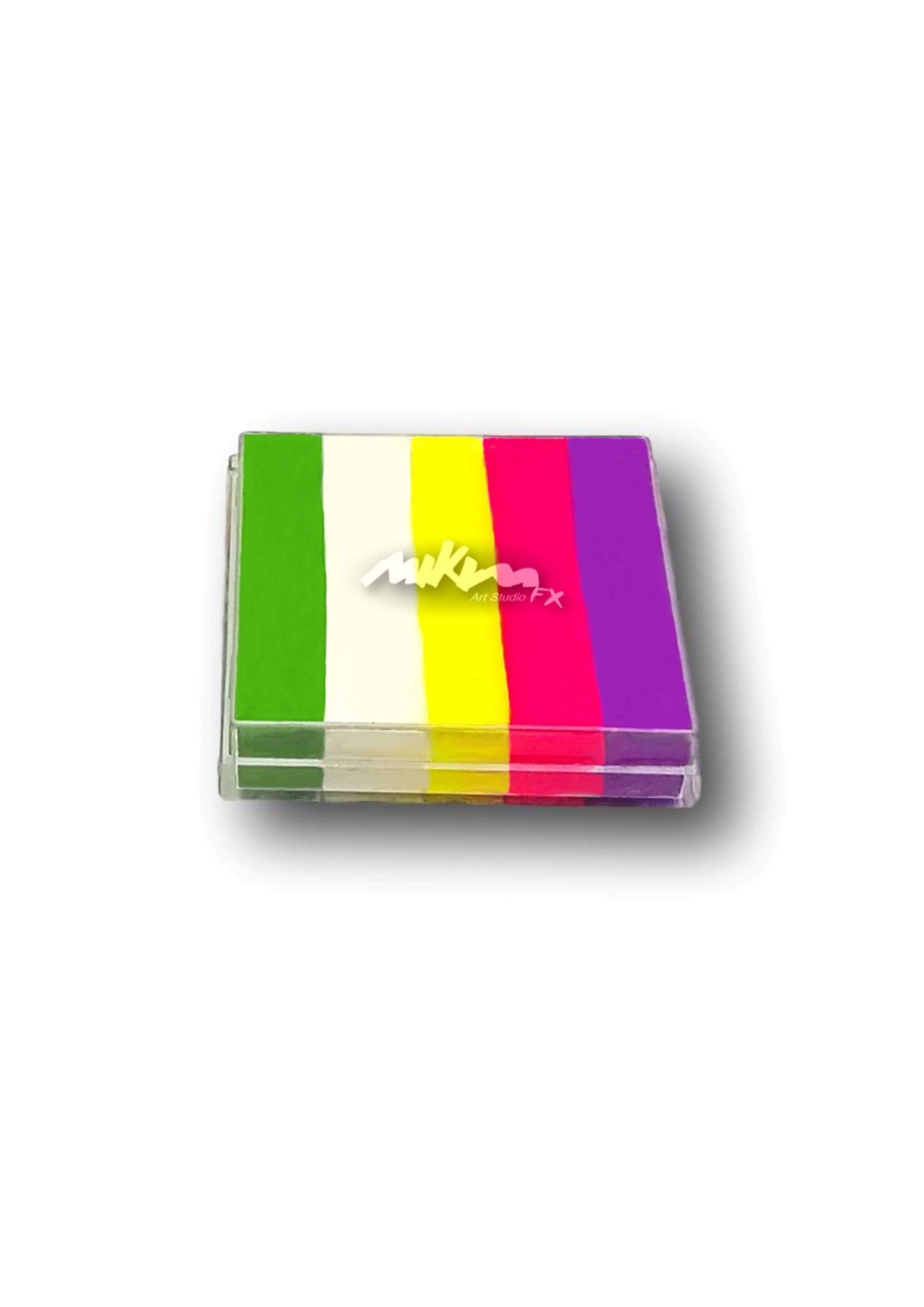 Splitstroke splitcake onestroke AQ Schmink regenboog MiKimFX BV uit Wielsbeke Ateljee G Kindergrime Glittertattoos Workshop Webshop uit Dendermonde