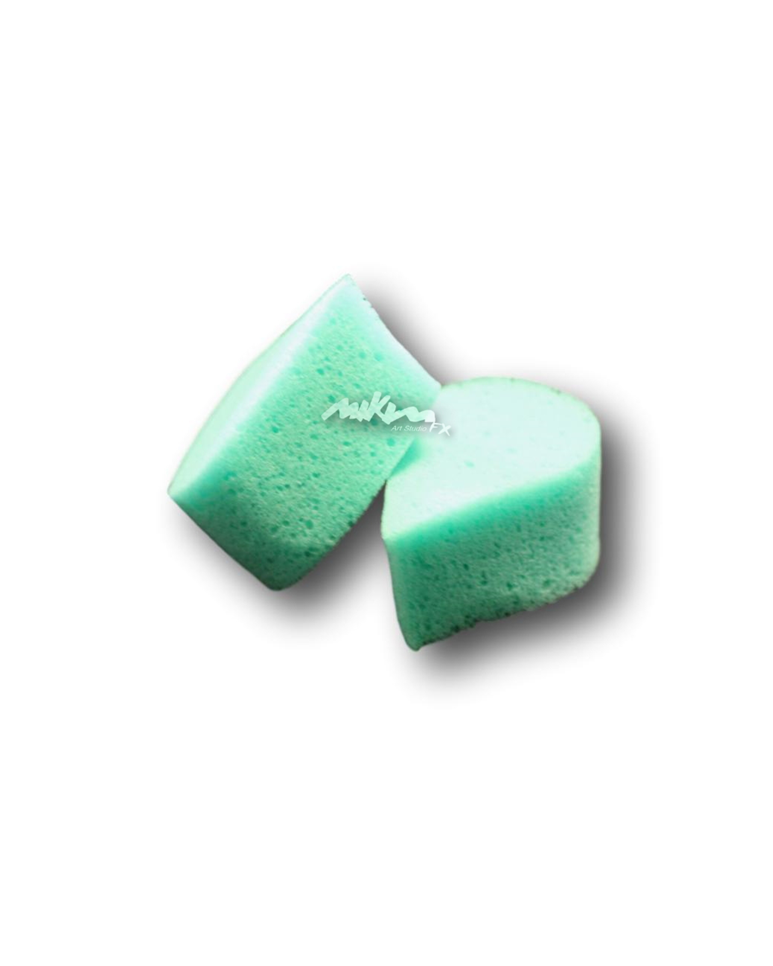 Synthetische spons druppel groen appelblauwzeegroen MiKimFX BV uit Wielsbeke Ateljee G Kindergrime Glittertattoos Workshop Webshop uit Dendermonde