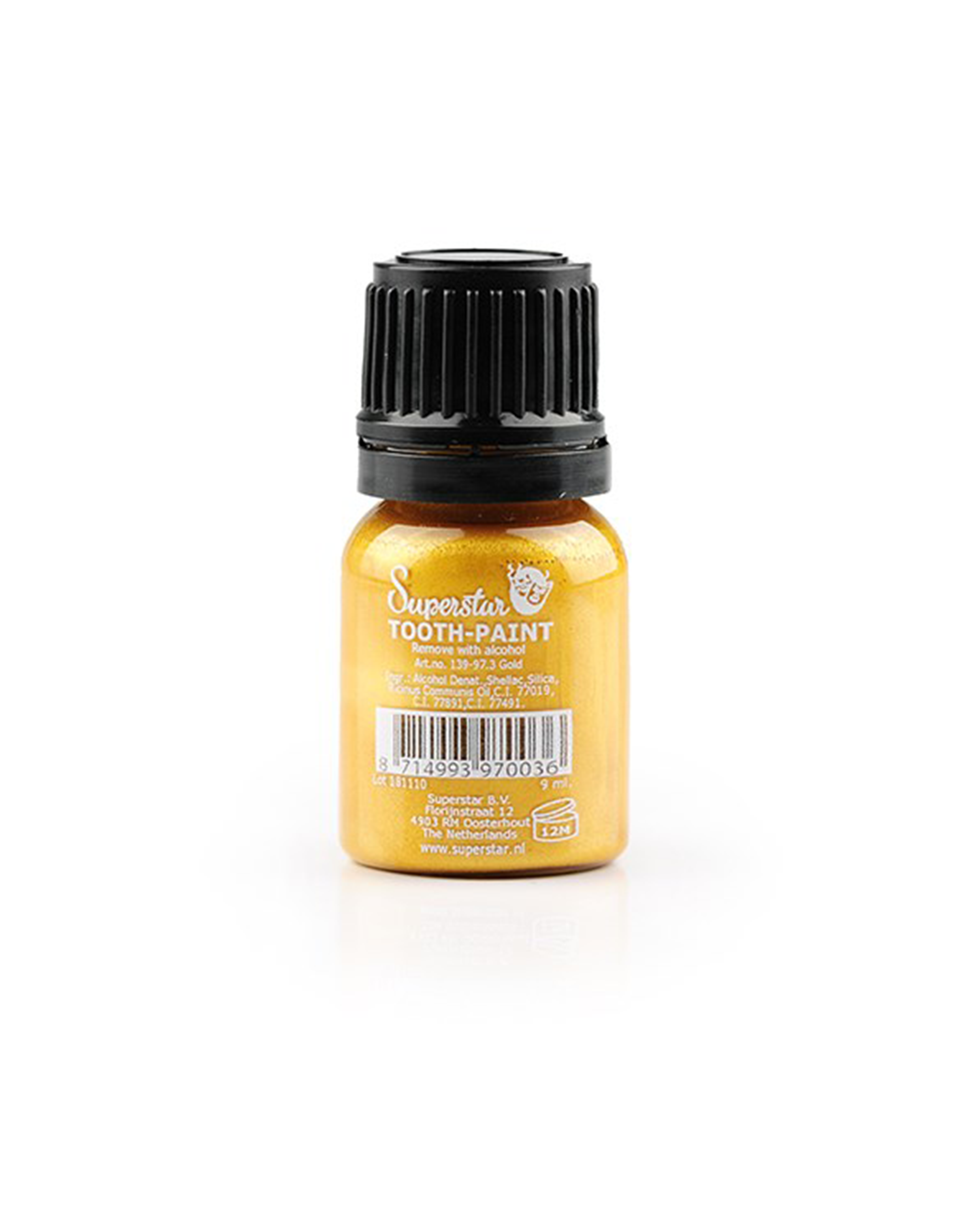 Superstar Tandenlak goud bij Ateljee G Kindergrime Glittertattoos Workshop Webshop van Dendermonde