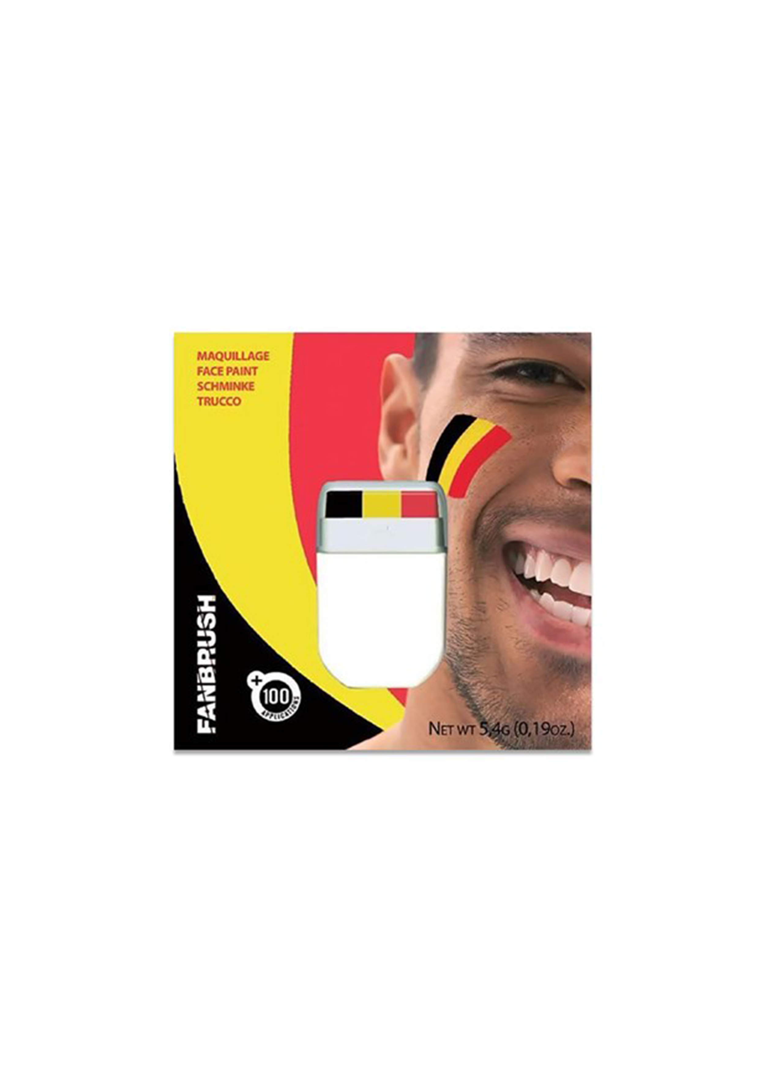 Fanbrush Schminkstick Belgische vlag België bij Ateljee G Kindergrime Glittertattoos Workshop Webshop van Dendermonde