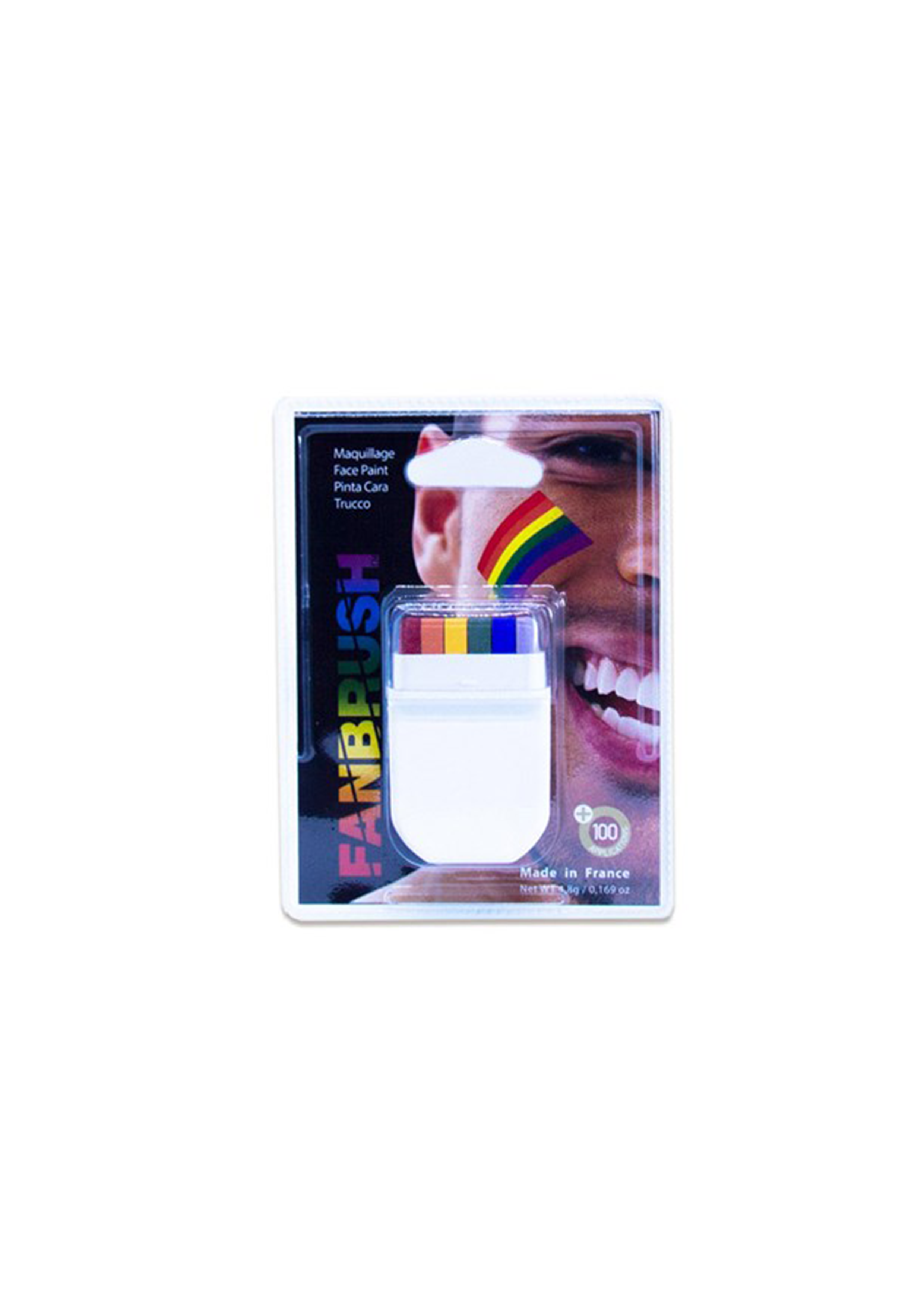 Fanbrush schminkstick regenboog bij Ateljee G Kindergrime Glittertattoos Workshop Webshop van Dendermonde