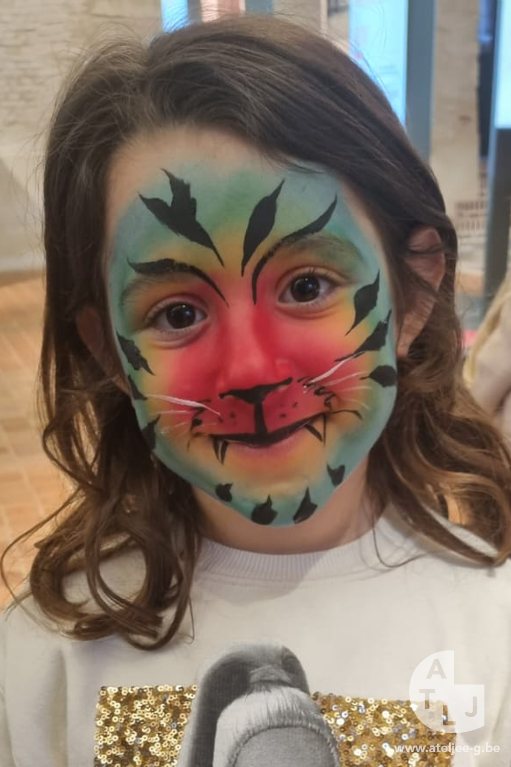 Regenboog Tijger Ateljee G Kindergrime Glittertattoos Workshop Webshop uit Dendermonde