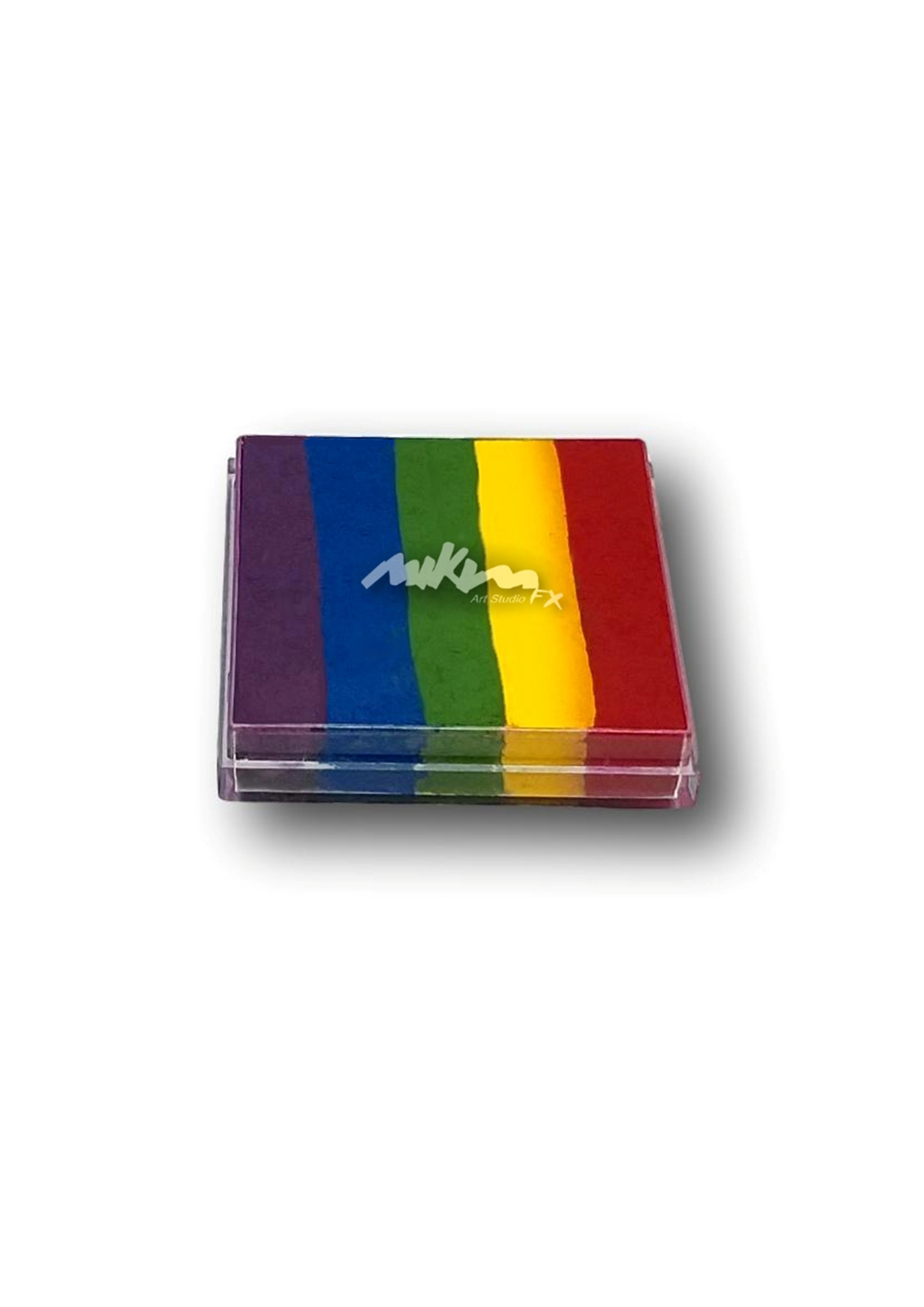 Splitstroke splitcake onestroke AQ Schmink regenboog MiKimFX BV uit Wielsbeke Ateljee G Kindergrime Glittertattoos Workshop Webshop uit Dendermonde